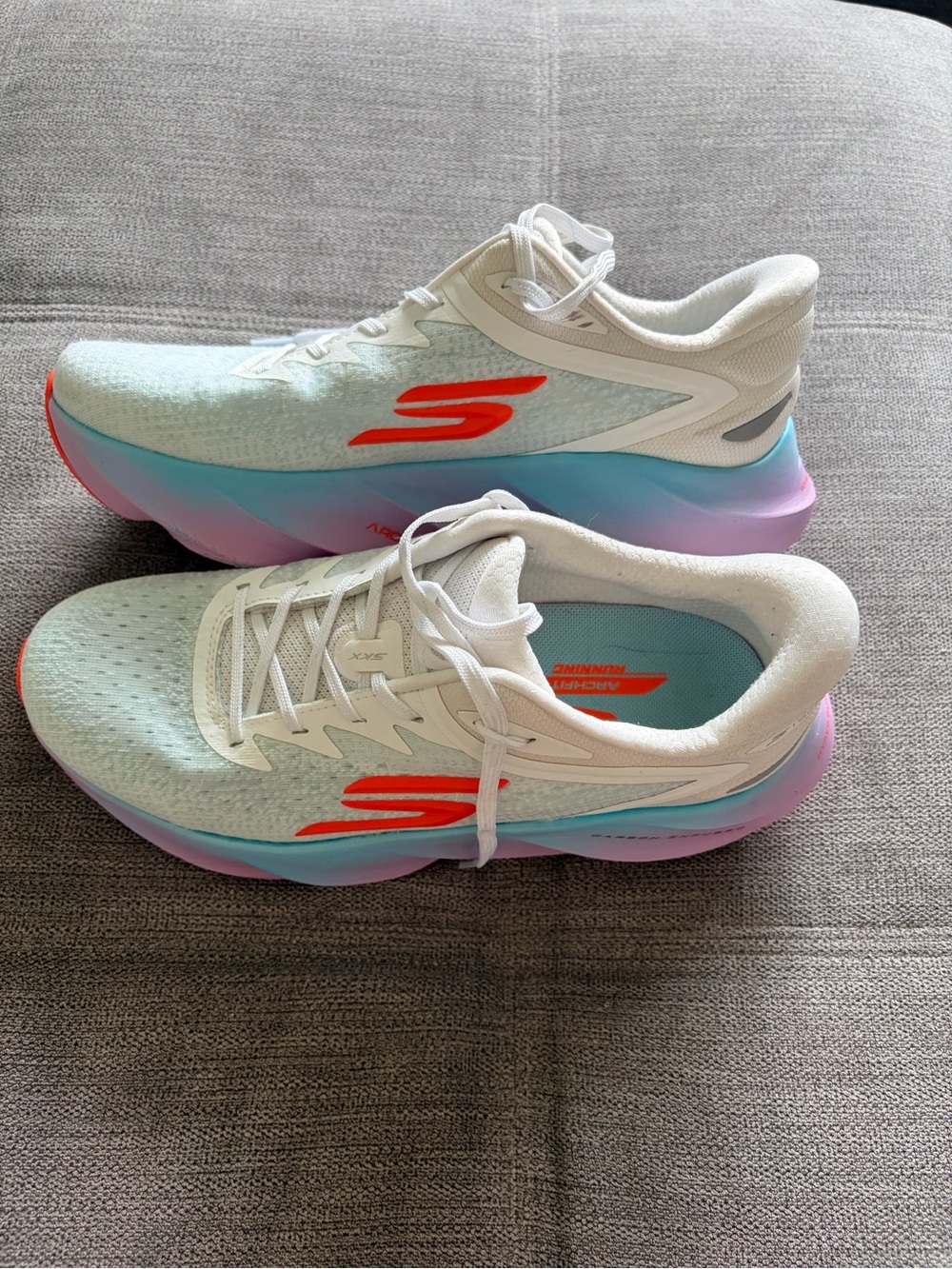 Skechers Women's Pastel Gradient Running Sneakers - White with Pastel Accents
